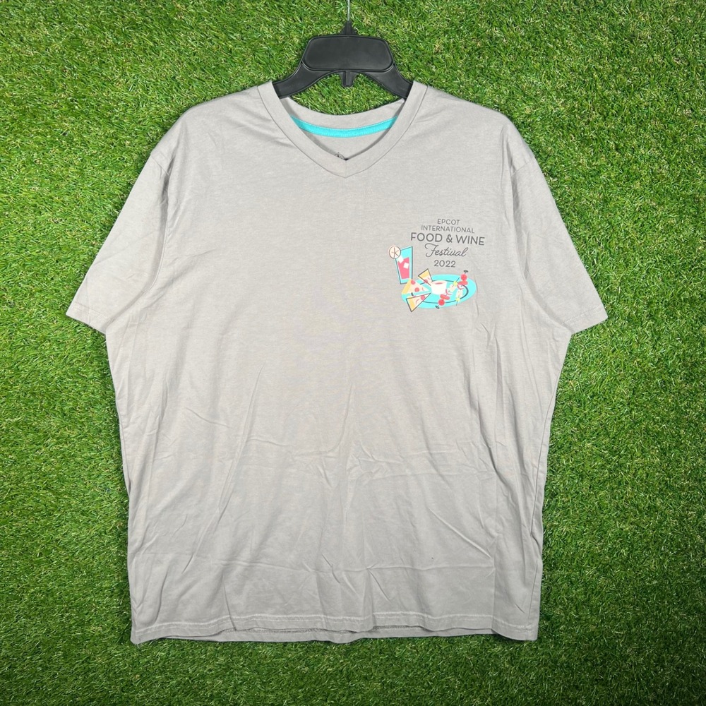 Disney Epcot Food & Wine Festival 2022 Mickey‎ Mouse Grey V-Neck Shirt Mens XL